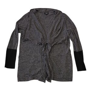 Jones New York Black and Gray Open Front Cardigan